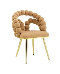 Streamdale Furniture Modern Velvet Bubble Back Dining Chairs with Gold Legs