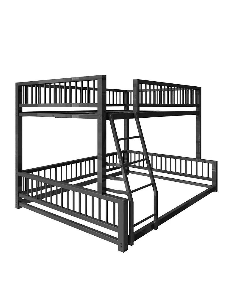 Streamdale Furniture over Queen Floor Bunk Bed with Ladder and Guardrails