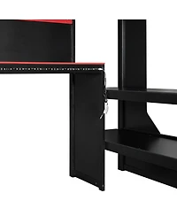 Streamdale Furniture Full Size Gaming Loft Bed with Desk Lights and Charging Station