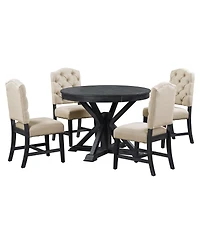 Streamdale Furniture Retro Extendable Dining Table Set with 4 Upholstered Chairs