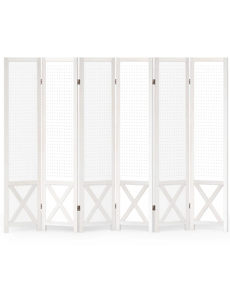 Slickblue 67" Foldable Pegboard Room Divider with 6 Panels