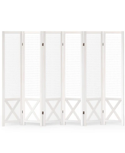Slickblue 67" Foldable Pegboard Room Divider with 6 Panels