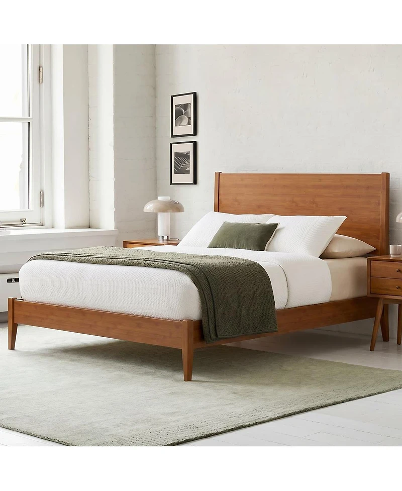 Streamdale Furniture Mid-Century Modern Solid Bamboo King Sled Platform Bed Frame