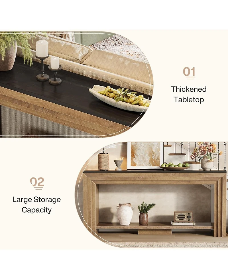 Tribesigns 70.9-Inch Long Console Table, 2-Tier Farmhouse Narrow Wooden Sofa Table for Living Room, Entryway, Hallway, Foye