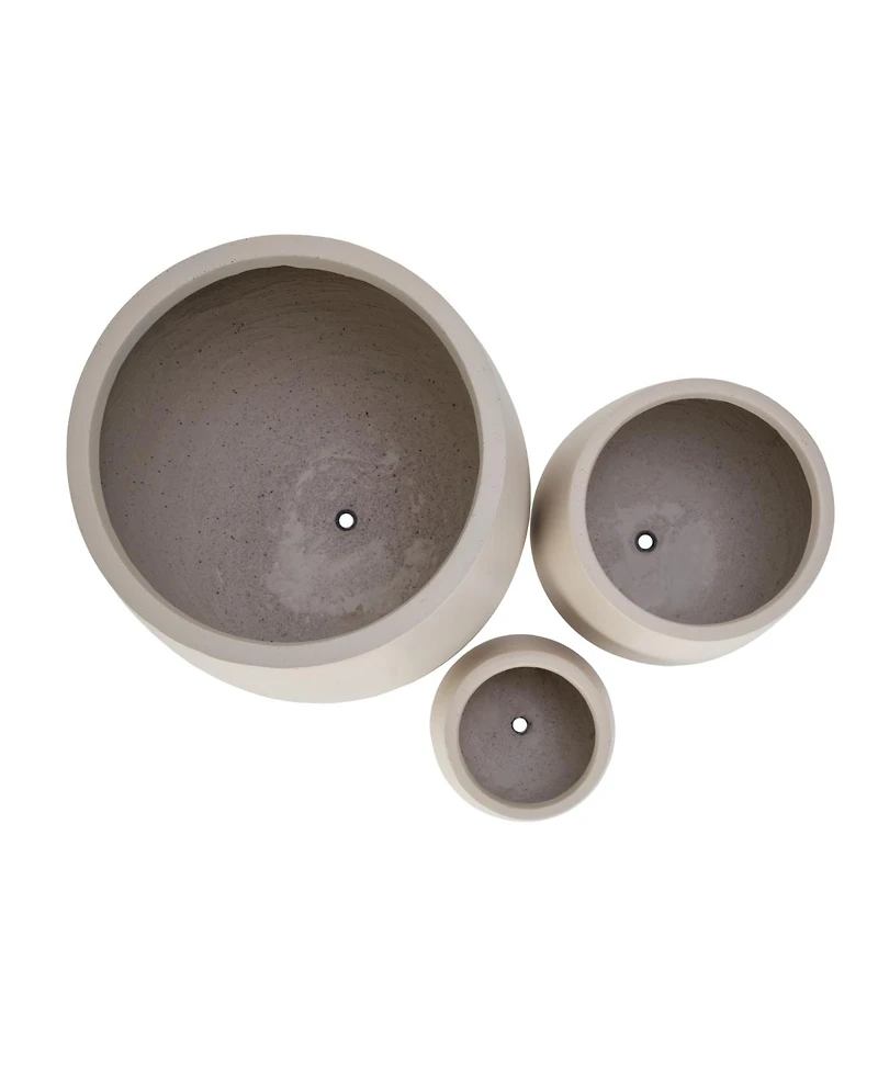 Streamdale Furniture 3-Piece Lightweight Mgo Round Outdoor Planter Set with Drainage Holes