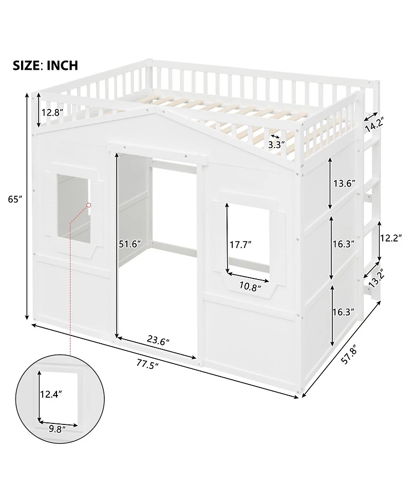 Streamdale Furniture Full Size House Loft Bed With Ladder