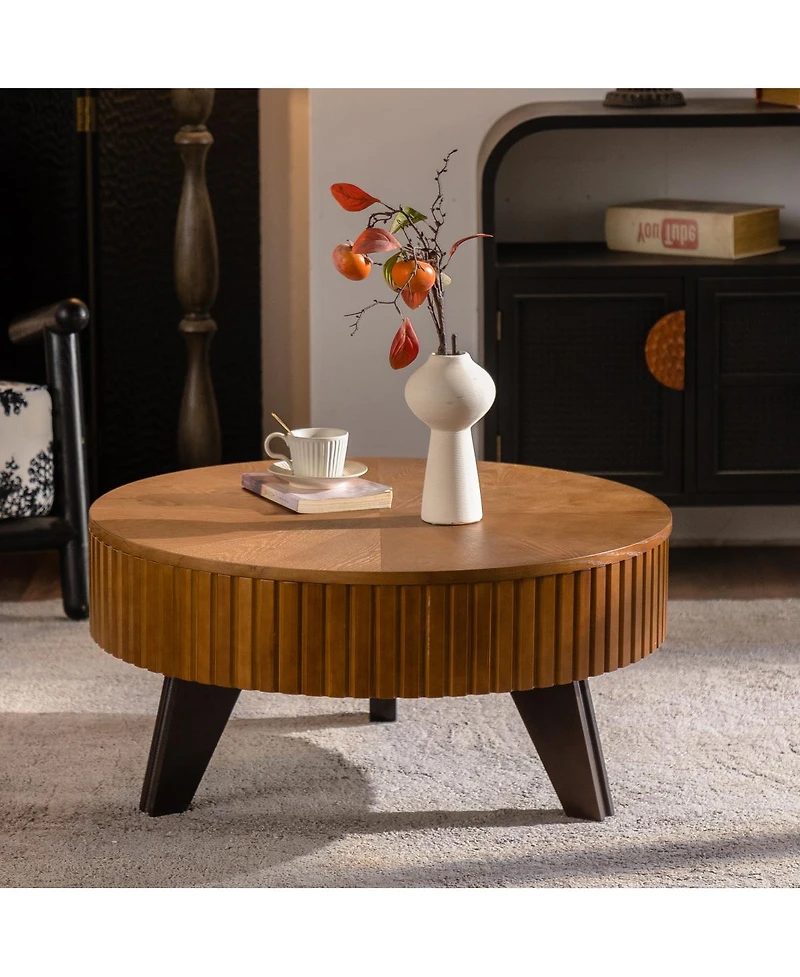 Streamdale Furniture 31.5'' Retro Round Coffee Table with Storage