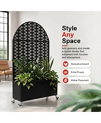 Streamdale Furniture Arched Metal Privacy Screen with Planter Box 70.87'' Tall