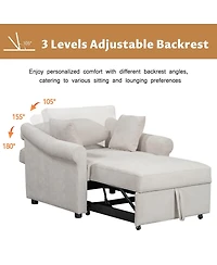 Streamdale Furniture Chenille 3-in-1 Convertible Sleeper Chair with Adjustable Backrest