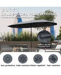 Sugift 13 Feet Double-Sided Patio Table Market Umbrella with Crank Handle