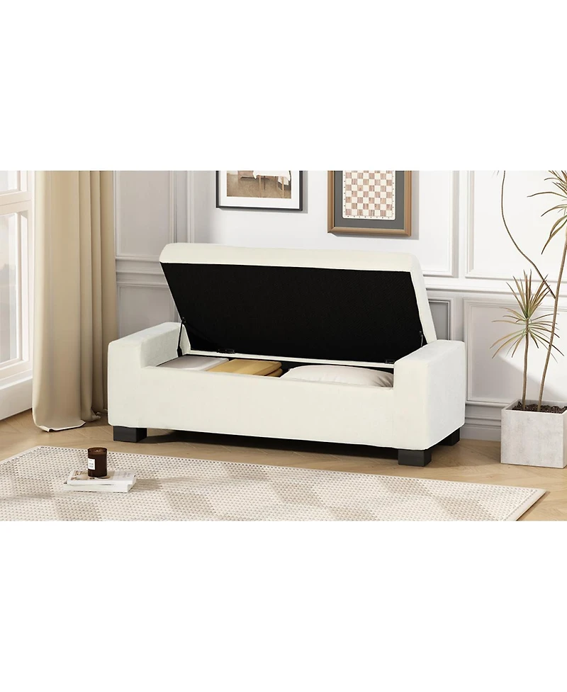 Streamdale Furniture 50'' Textured Fabric Rectangular Ottoman Bench with Hidden Storage