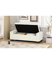 Streamdale Furniture 50'' Textured Fabric Rectangular Ottoman Bench with Hidden Storage