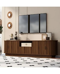 Streamdale Furniture Tv Stand with Sliding Storage Drawer and Open Shelves for 70''-75'' TVs