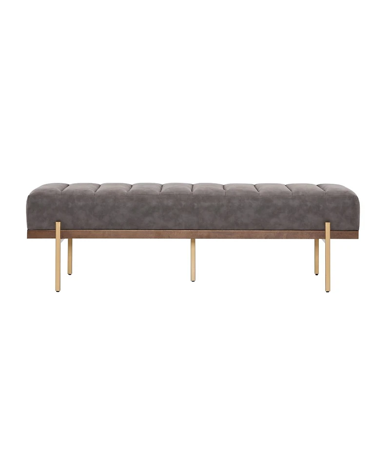 Streamdale Furniture Upholstered Channel Tufted Ottoman Bench Seat with Gold Legs