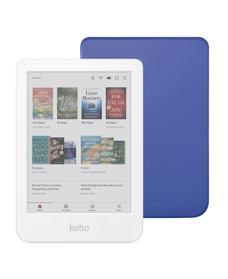 Kobo Clara 16GB Colour eReader with Cobalt Basic SleepCover Case Bundle