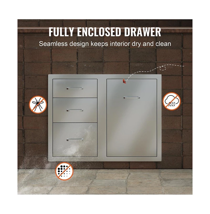Sugift Outdoor Kitchen Door Drawer Combo 29.5 in W x 22.6 in H Access Door