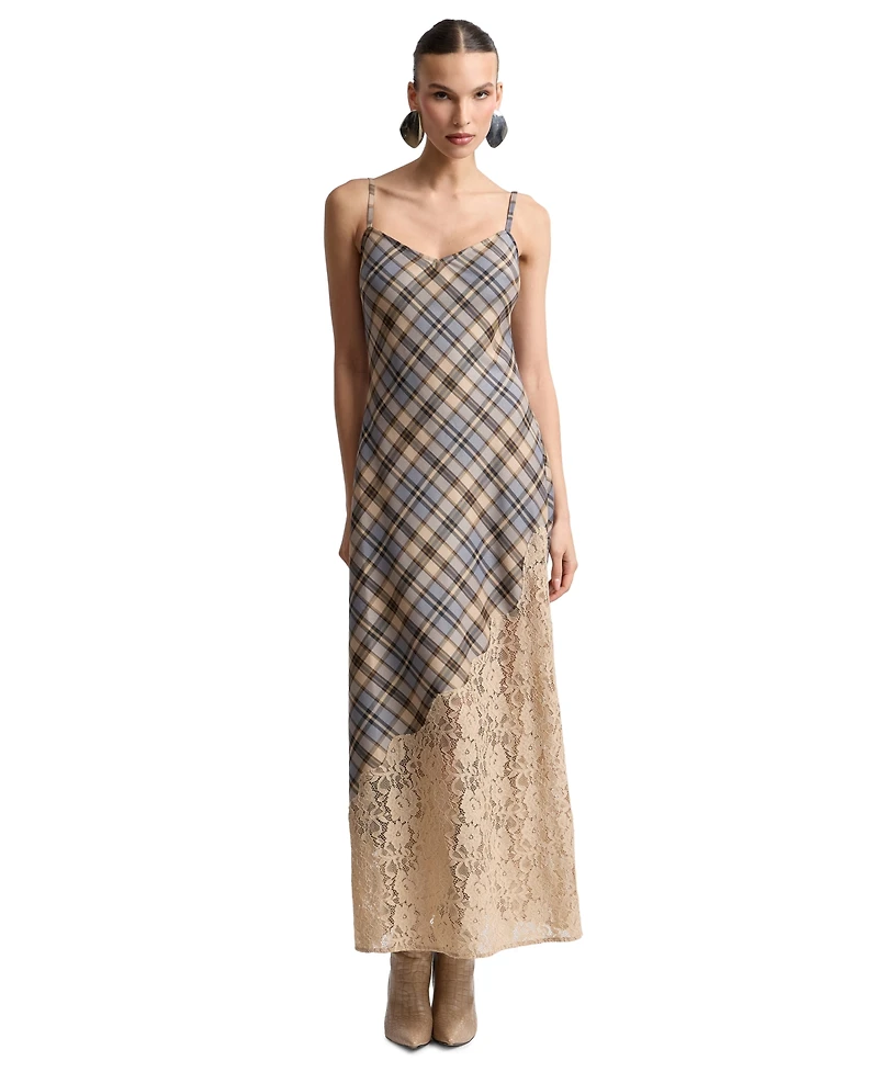 Avec Les Filles Women's Bias V-Neck Maxi Dress