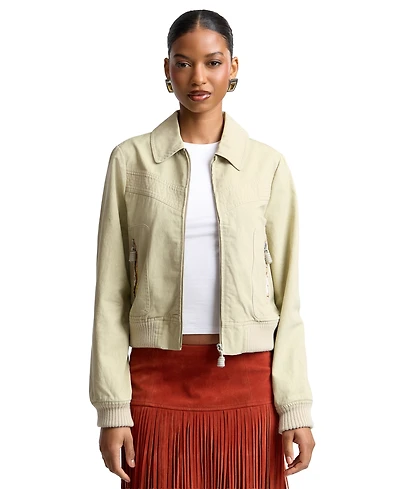 Avec Les Filles Women's Zip Front Bomber Jacket