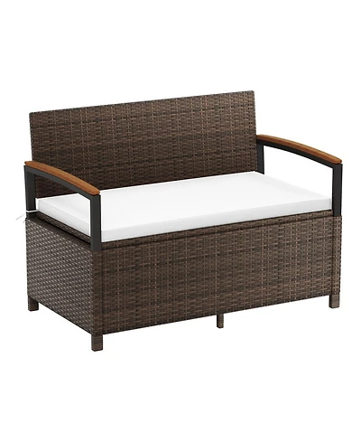 Sugift 46-Gallon Outdoor Storage Bench Deck Box Patio Furniture With Cushion