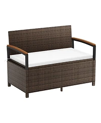 Sugift 46-Gallon Outdoor Storage Bench Deck Box Patio Furniture With Cushion