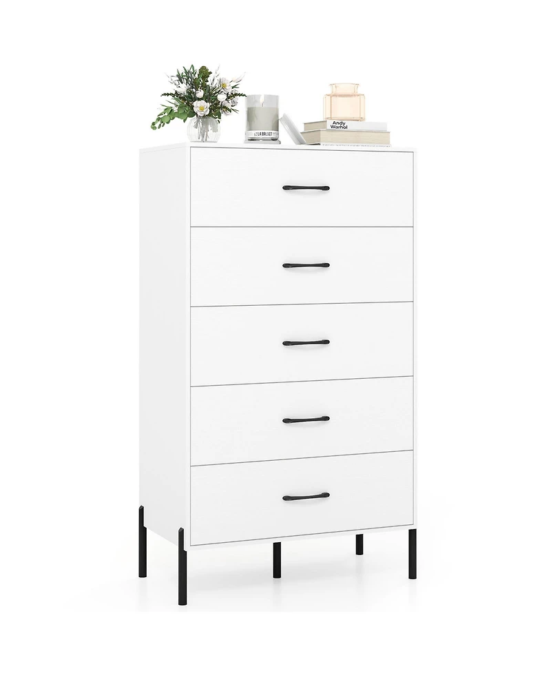 Slickblue Modern 5-Drawer Dresser Chest with Sturdy Metal Legs