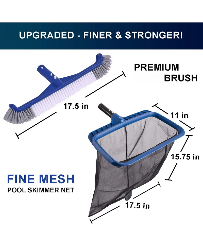 Xdovet Pool Skimmer Net Brush Kit Heavy Duty Frame Professional Head Inground Above Ground