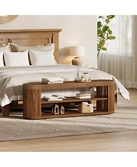 Entryway Bench with 2-Tier Shoe Shelf and Bedroom Footrest