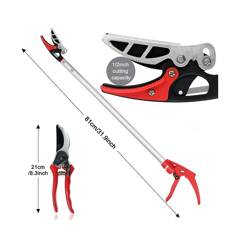 Xdovet Cut Hold Pruner Long Reach Rotating Head Garden Trimmer