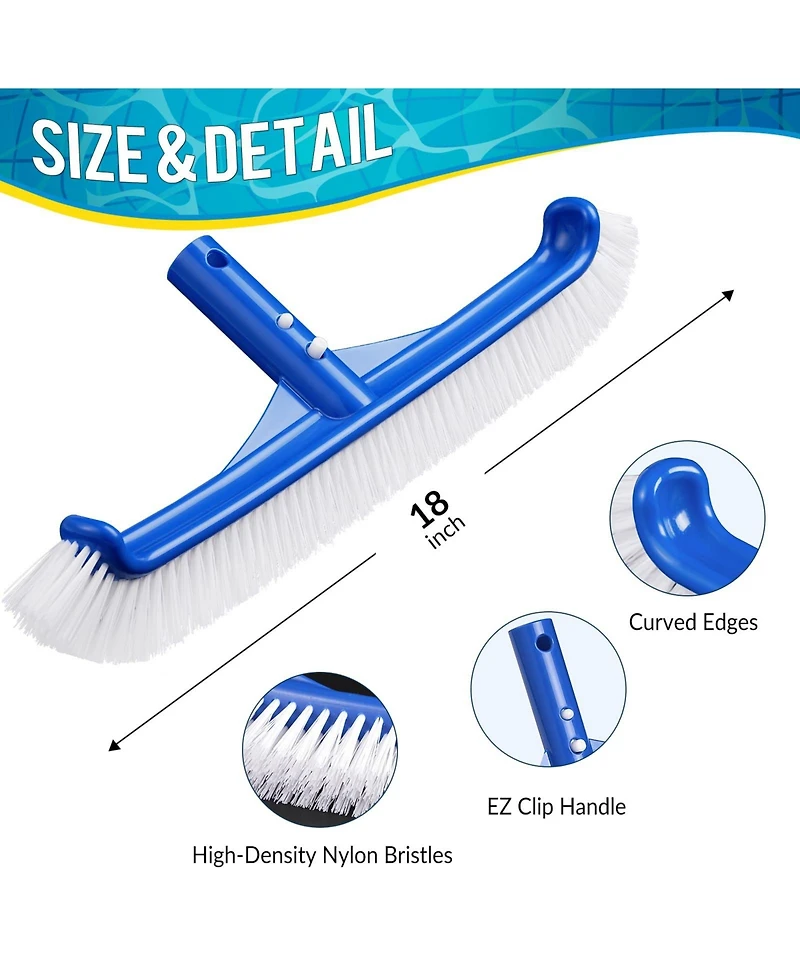 Xdovet Pool Brush Head Strong Bristle Ez Clip Walls Tiles Floors