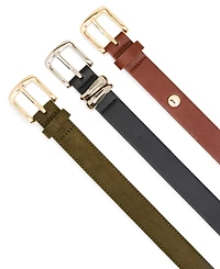 Steve Madden Textured Buckle Belt, 3-Pack