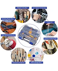 Xdovet 2-pack Small Parts Organizer Box Double Side Removable Dividers Hardware Storage