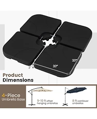 Gouun 4-Piece Cantilever Offset Umbrella Base with 164 Lb Capacity