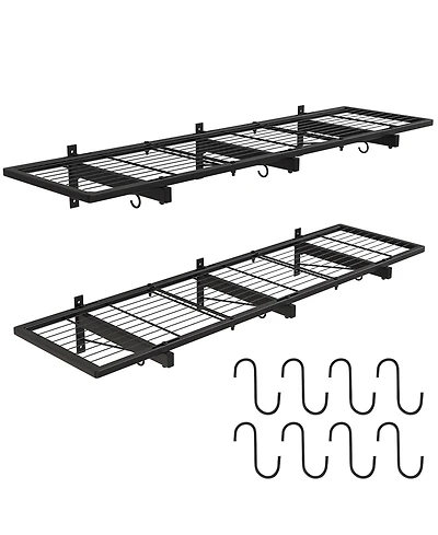 Xdovet Shelves Wall Mounted Organizer With Hooks Metal Rack For Laundry Room Office Basement