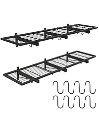 Xdovet Shelves Wall Mounted Organizer With Hooks Metal Rack For Laundry Room Office Basement
