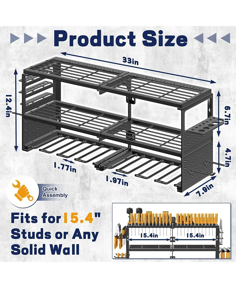 Xdovet Power Tool Organizer Wall Mount Metal Drill Holder Storage Rack