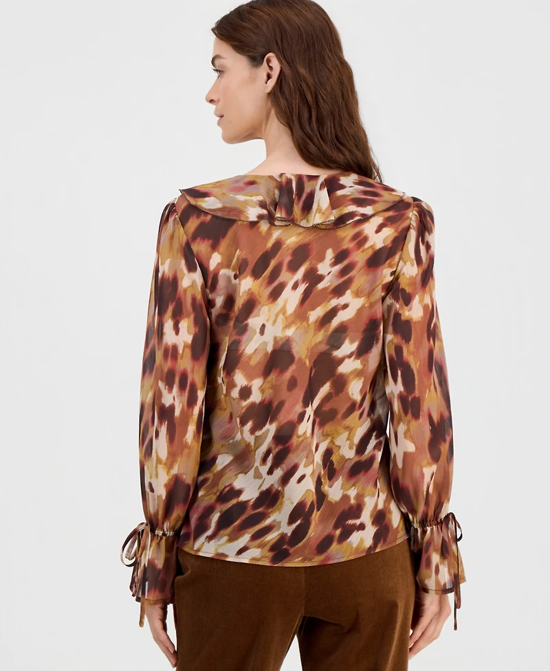 Tahari Asl Women's Ruffled Tie-Cuff Top