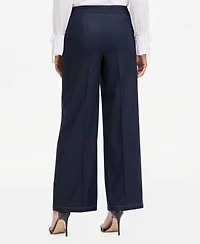 Tahari Asl Women's Wide-Leg Mid-Rise Denim Pants, 31" Inseam