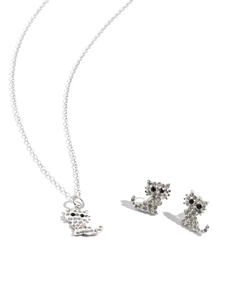 Giani Bernini Crystal Cat Pendant Necklace (0.11 ct. t.w.) in Sterling Silver
