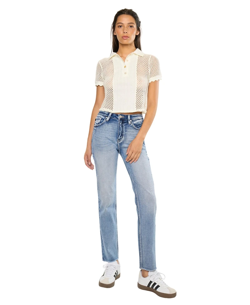 KanCan Women's Sadie High Rise Straight Jeans