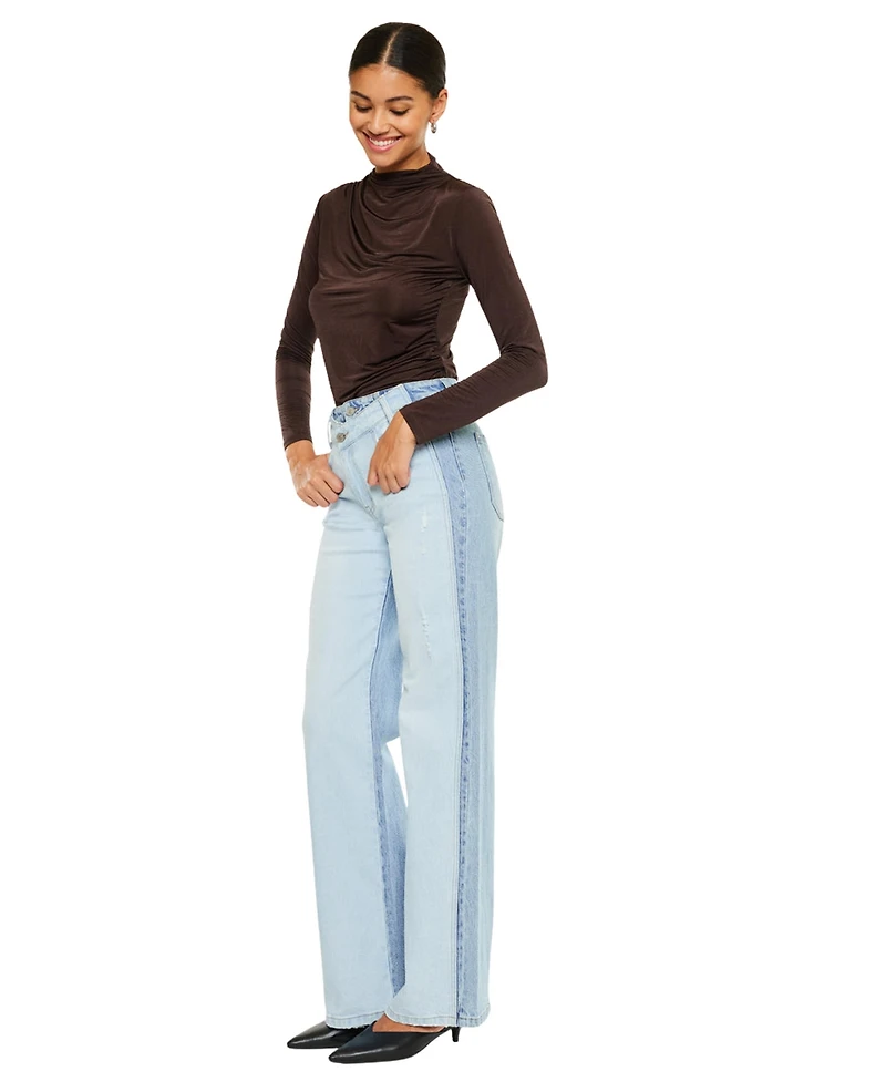 KanCan Women's Clara High Rise Wide-Leg Jeans