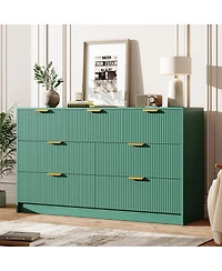 gaomon Fluted 7 Drawers Dresser for Bedroom, Wide Modern Chest of Drawers with Metal Handles, For Living Room, Entryway, Hallway