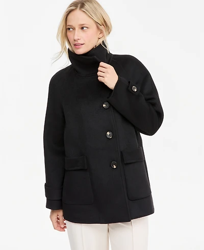 Tahari Women's Double-Faced Funnel Neck Coat