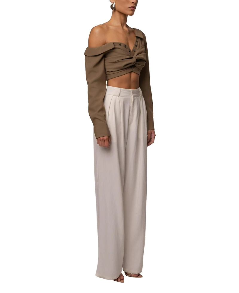 Jluxlabel Women's Off-Shoulder Twist Crop Top