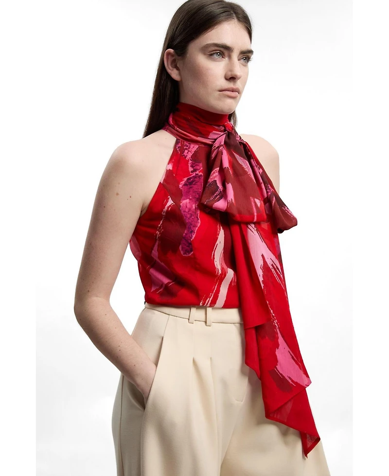 Karen Millen Women's Tie Neck Sleeveless Top