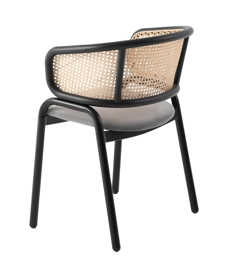 LeisureMod Ervilla 4-pcs Modern Upholstered Kitchen Dining Chair - Comfortable Velvet Cushion and Powder-Coated Metal Frame