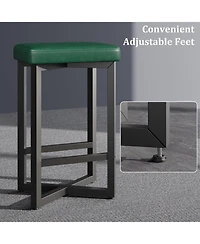 gaomon Set of 4, 24.6 Inch Counter Height Backless Barstools, Upholstered Pu Leather Seats with Metal X-Frame and Footrest, Modern Kitchen Stools