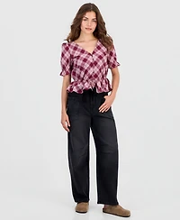 And Now This Petite Plaid-Peplum Blouse, Macy's Exclusive
