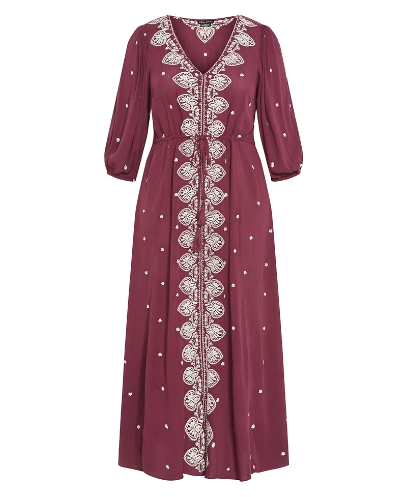 City Chic Women's Plus Ulla Embroidered Dress