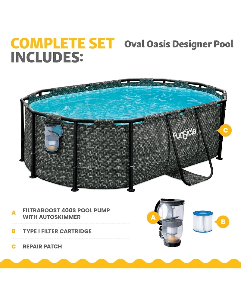 Funsicle 9'10" Oasis Designer Oval Above Ground Pool w/ Pump