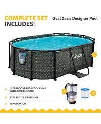 Funsicle 9'10" Oasis Designer Oval Above Ground Pool w/ Pump